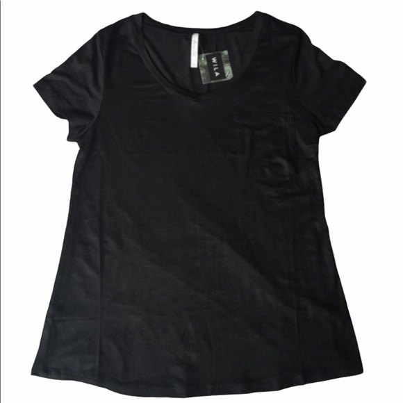 V-Neck Pocket Tee Shirt - Black Size S & M - Picture 2 of 7